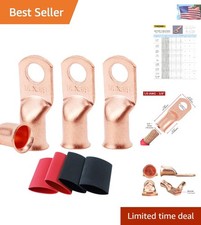Reliable 1/0 AWG Copper Battery Lugs 10pcs 3:1 Heat Shrink - Heavy Duty Set