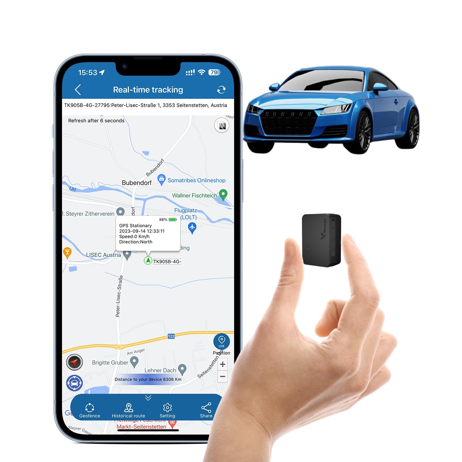 Small Magnetic GPS Tracker for Vehicles with 60-Day Battery Life Rastreador