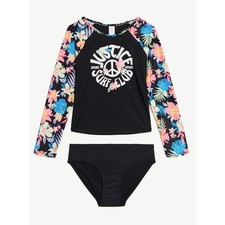 Justice Girls Long Sleeve Rashguard Swim Top