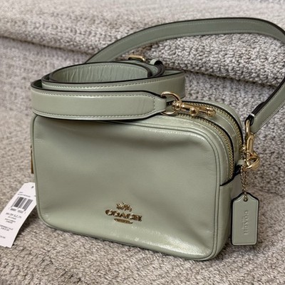 NWT COACH Mini Carey Crossbody Bag CEK70 LIGHT PISTACHIO Green Glazed leather