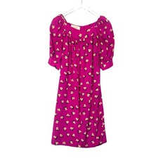 Vintage 80s 90s Miss O Oscar De La Renta Pink Floral Dress 100% Silk