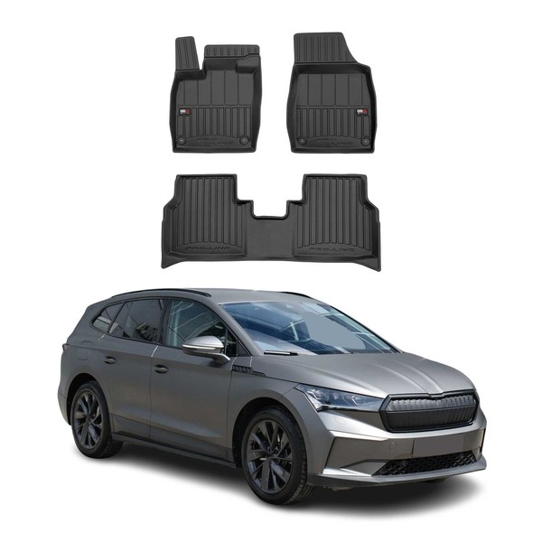 Omac Gummi FußMatten FüR Skoda Enyaq 2020-2026 Premium TPE Automatten Schwarz 4X-image