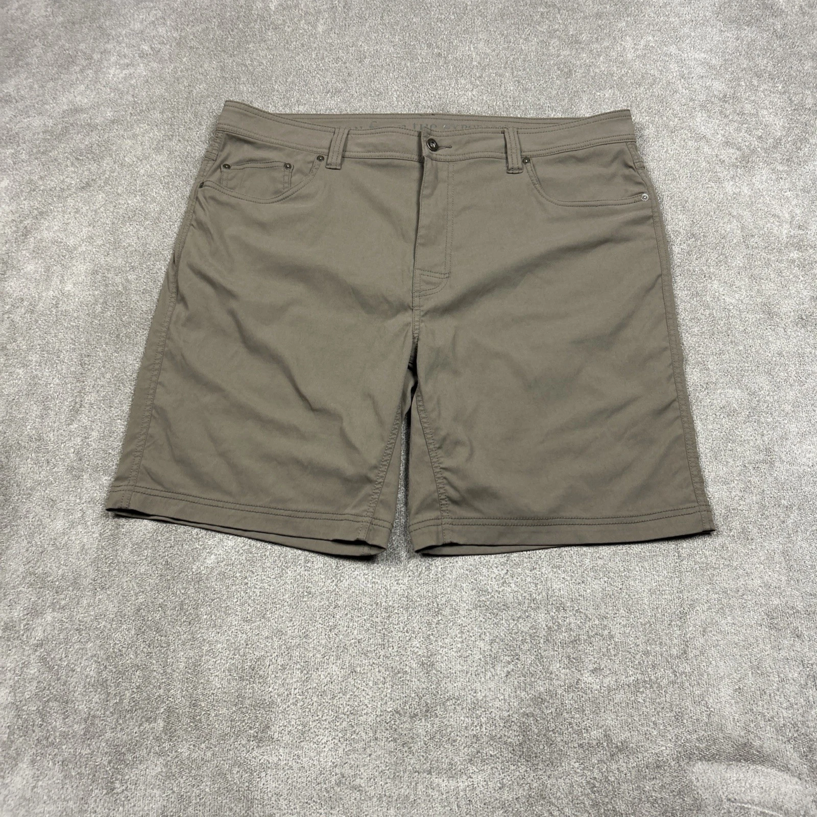 Prana Brion Mens 40 Brown Outdoor Hiking Shorts 9" Nylon Stretch Casual