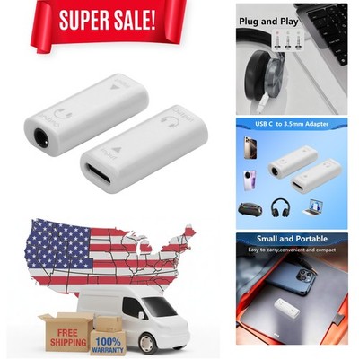 Compact USB-C to 3.5mm Headphone Jack Adapter - Noise Reduction for Crisp Audio