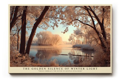 Paul Sinus Wandbild The Golden Silence of Winter Light Trees Embrace the River