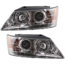 Driver & Passenger Side Headlights For Hyundai Sonata 2009-2010 Halogen w/ Bulbs