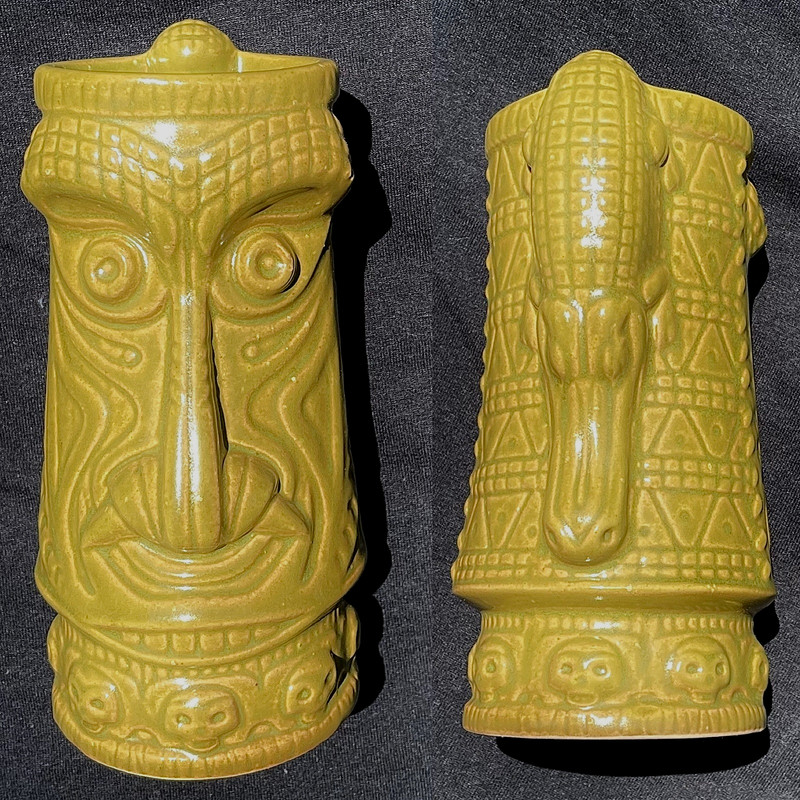 Crocodile King Tiki Mug Tiki Farm Unique Mustard Ltd Ed Alligator Skulls Barware