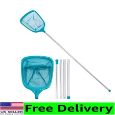 Efficient 5 Foot Leaf Skimmer Net for Pools - 6" Deep Mesh Bag & Aluminum Pole