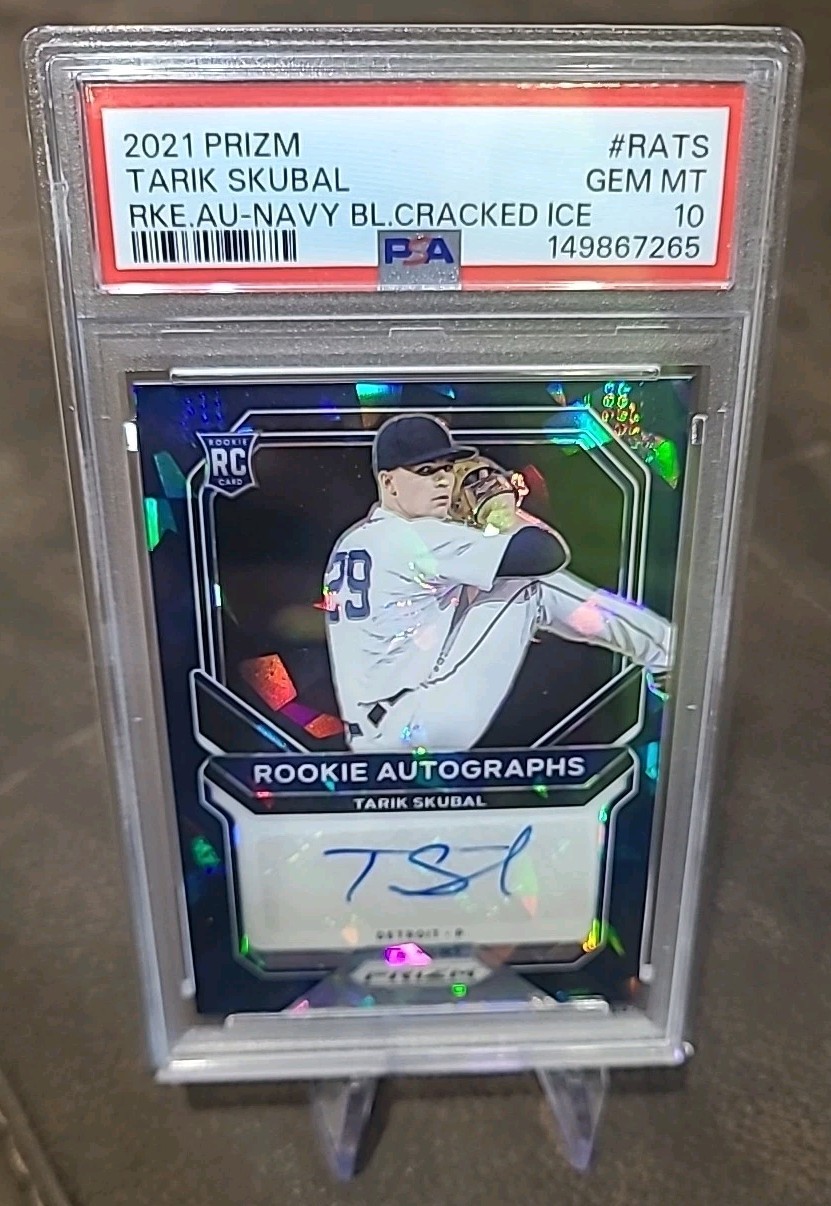 TARIK SKUBAL 2021 Rookie Autographs /25 Navy Blue Cracked Ice Auto RC PSA 10 💎