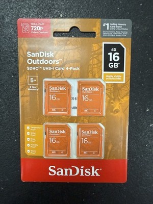 4-PACK SanDisk OUTDOORS 16gb SDHC UHS-I Water & Shock Proof Memory Cards