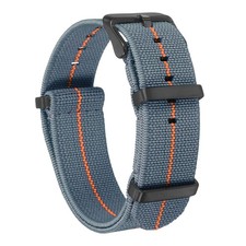 Elastic Nylon Watch Band 22mm Waterproof One Piece Watch Strap, Dark Grey/Orange