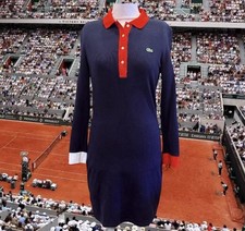 Lacoste Womens Sz 38 US M Jersey Polo Dress Made in France Cotton Blend Stretch