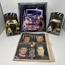 Star Trek Enterprise Bridge Playset + Figures Nero Chekov + 1998 Newspaper