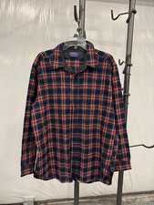 Vintage Pendleton Wool Flannel Shirt - Navy & Red Plaid - XL - Made in USA