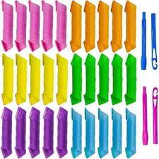 Heatless Hair Curlers Set   Multi-Color Spiral Rollers   No Heat Overnight Curls