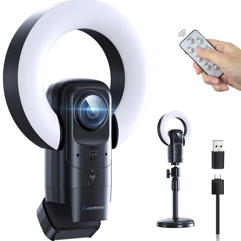 4K Webcam with Light, Web Camera with Microphone, Plug and Play, USB HD Compu...