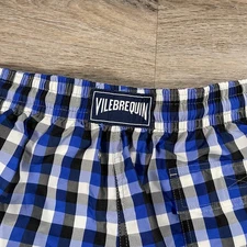 Vilebrequin Men's Swim Trunks Shorts Checkered Drawstring Lined XL	Blue/Wht/Blk
