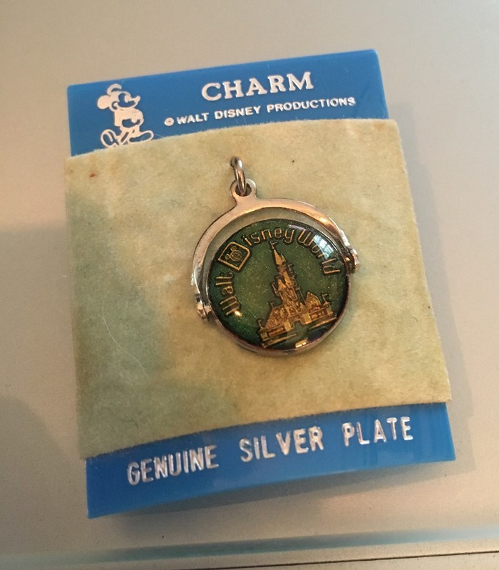 Vintage Walt DISNEY World Productions Silver Plate Spinning Charm Magic Kingdom