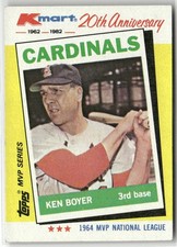 1982 TOPPS KMART 20TH ANNIVERSARY AL & NL MVP'S #6 KEN BOYER ST. LOUIS CARDINALS