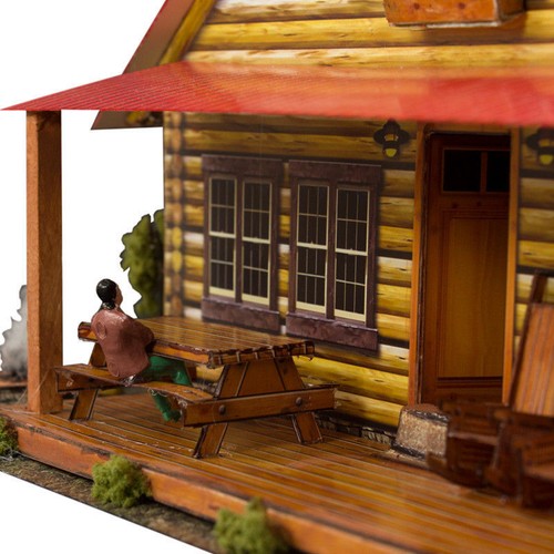 1:87 HO Scale "Log Cabin" Photo Real Miniature Model Building Kit Track Sets - Picture 8 of 12