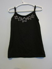 Girls Freestyle Black Leotard Top Rhinestone Stars Size 7/8 EUC  