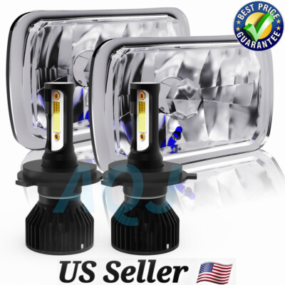 Fit GMC Safari C6500 C7500 Topkick 1997-2009 7x6'' Led Headlights Halo DRL Beam