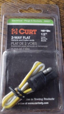 New Curt 58021 2-Way Flat Connector Plug & Socket with 12" Wires ...