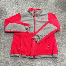 The North Face Denali Polartec Fleece Jacket Girls XL Pink Gray Full Zip Outdoor