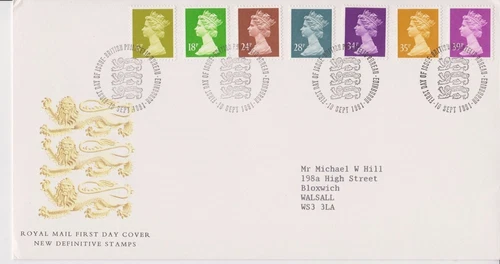 GB ROYAL MAIL FDC FIRST DAY COVER 1991 MACHIN DEFINITIVES 6p-39p BUREAU PMK