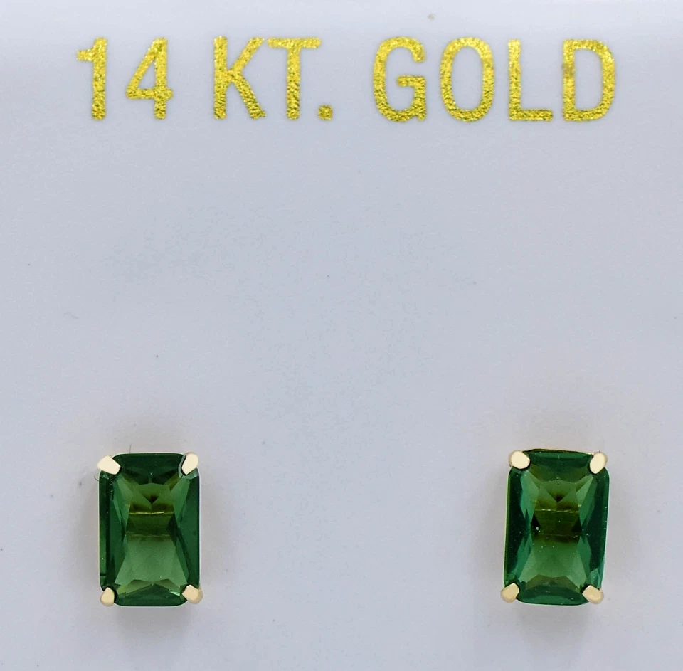 PENDIENTES TSAVORITA GENUINOS 1,28 quilates oro amarillo macizo 14k - Valoración gratuita Foto 2 de 4