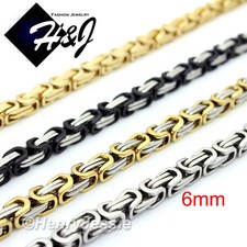 18-40"MEN's Stainless Steel 6mm Silver/Gold/Black Plated Box Link Chain Necklace