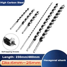 Auger Wood Drill Bits Hex Shank Dia 6-25mm Sharp Cut Hole Length 230mm & 460mm