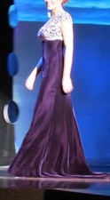 Sherri Hill Couture Purple Velvet Beaded Pageant Gown Prom Dress Size 6