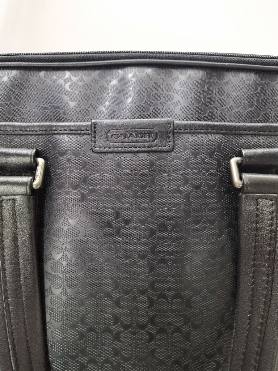 Coach Men's Business Bag Micro Signature Black PVC Razor Coach Men's Business Bag Micro Signature Black PVC Razor