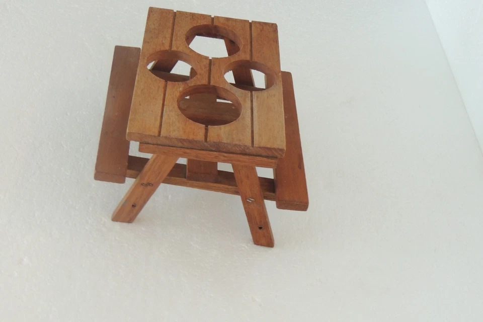  户外野餐桌可容纳 4 茶灯蜡烛手工制作 6.5 x 4.1/4 顶部 4 W — 第 3/4 张图片