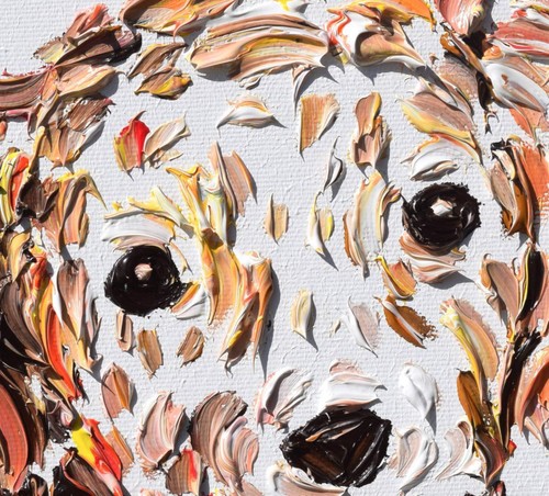 Quadro cane 25" dipinto olio su tela originale, ordine personalizzato di Koby Feldmos - Foto 3 di 6