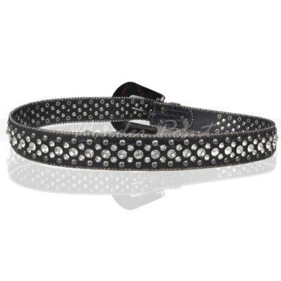 9988 Men Women Rhinestone Belt Western Studded Leather Bling Shining ZHENZQ Rhinestones Belt For Men Women Western Cowgirl  main image 3