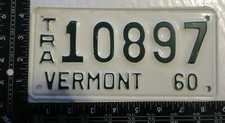 1960 60 VERMONT VT TRAILER TRL LICENSE PLATE TAG - MINT NOS - #10897
