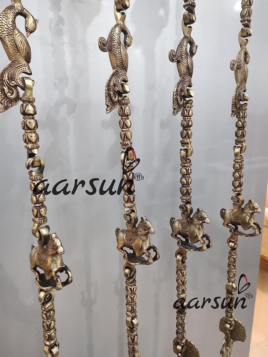 BRASS JHULA SWING CHAIN ROD SET ACCESSORIES WITH ANIMAL FIGURINES SIZE 28 FEET eBay