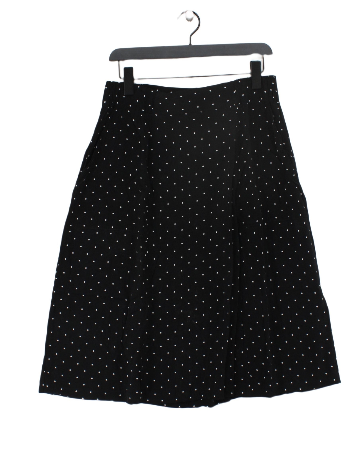 Whistles Womens Black Polkadot Viscose Midi A-Line Skirt Size M-image
