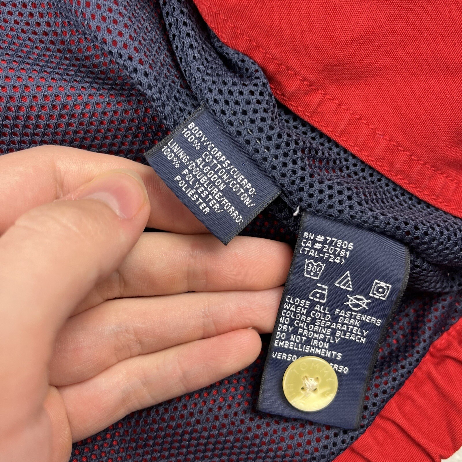 Vintage Tommy Hilfiger Red Golf Jacket Mens Size Medium Full Zip Lined