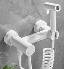 White Brass Hot & Cold Mix Valve Kit Two Ways Handheld Bidet Sprayer Shower Head