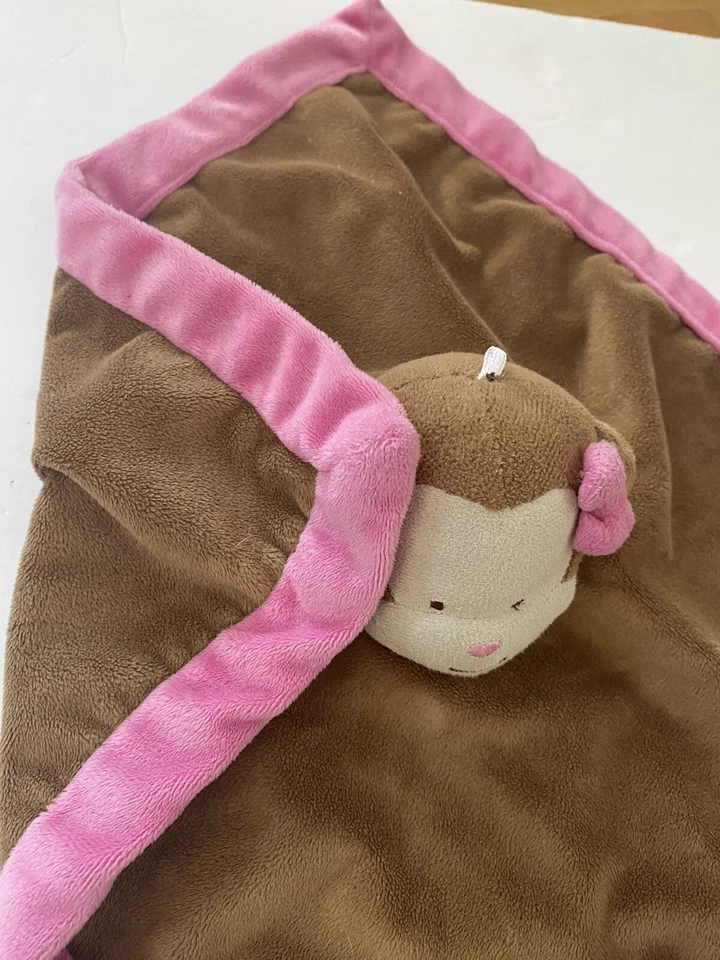 Tiddliwinks Monkey brown pink plush small security blanket baby toy lovey - Image 3 of 4