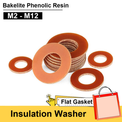 Bakelite Phenolic Resin Flat Gasket Insulation Washer M2 M3 M4 M5 M6 M8 M10 M12