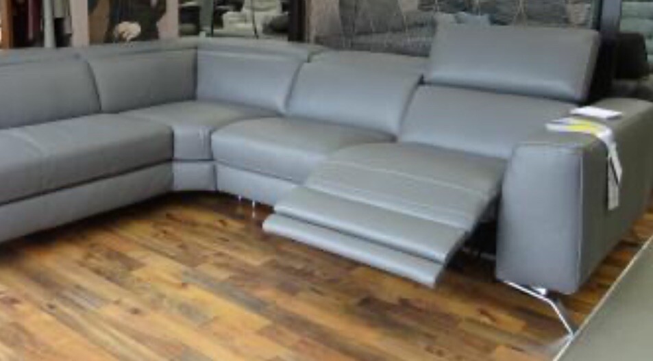 Natuzzi Editions Pensiero Luca B790 DESIGNER Grey LEATHER Corner Suite