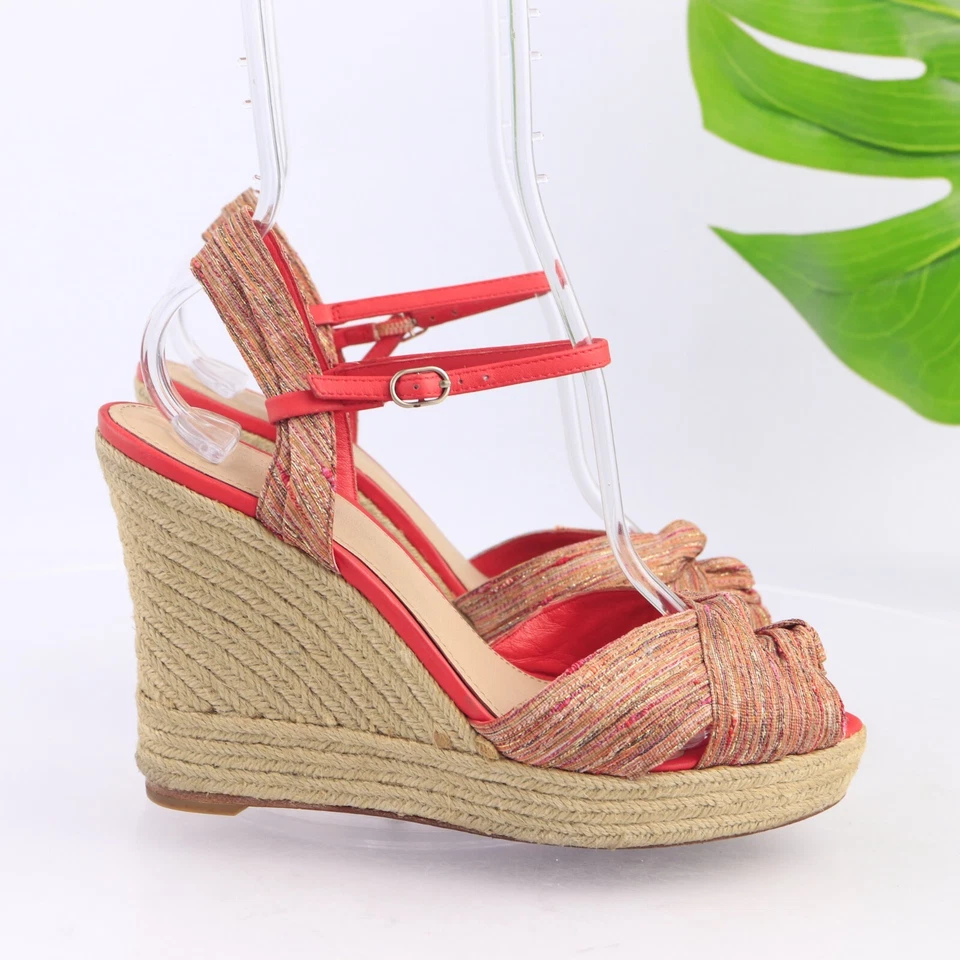 Sandalia Lillian Saks Fifth Avenue para mujer talla 8 alpargata tacón de cuña correas rojas Foto 4 de 4