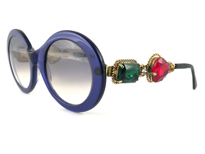 NEW VINTAGE MOSCHINO BY PERSOL M253 OVAL BLUE JEWELLED LADY GAGA 90  SUNGLASSES