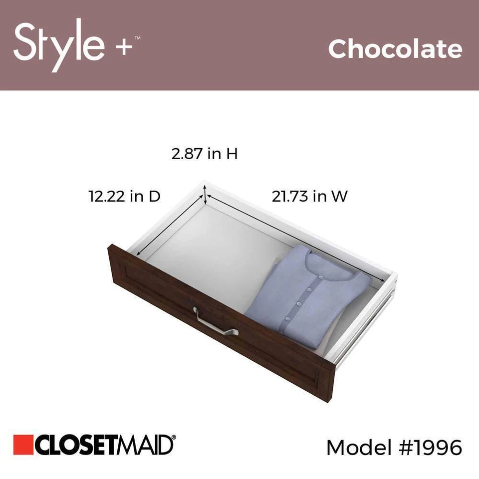 Kit de cajones tradicionales Closetmaid 24,8"X4,92"X13,62" para estilo+ torre, chocolate Foto 4 de 4