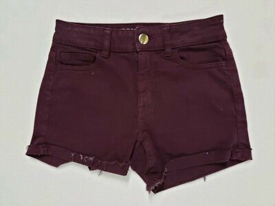 American Eagle AEO Shorts Women 2 Burgundy Super Stretch High Rise Shortie Cut