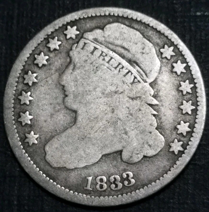 1833 USA Capped Bust Dime Last 3 High 10C Ten Cent Early Dime Silver Coin .892 - Image 3 of 4